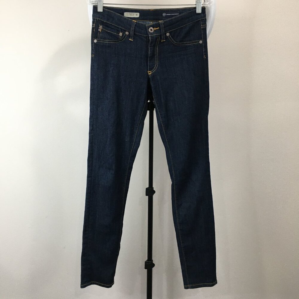 AG ADRIANO GOLDSCHMIED Logo Hardware Dark Wash The Jegging Super Skinny Jeans